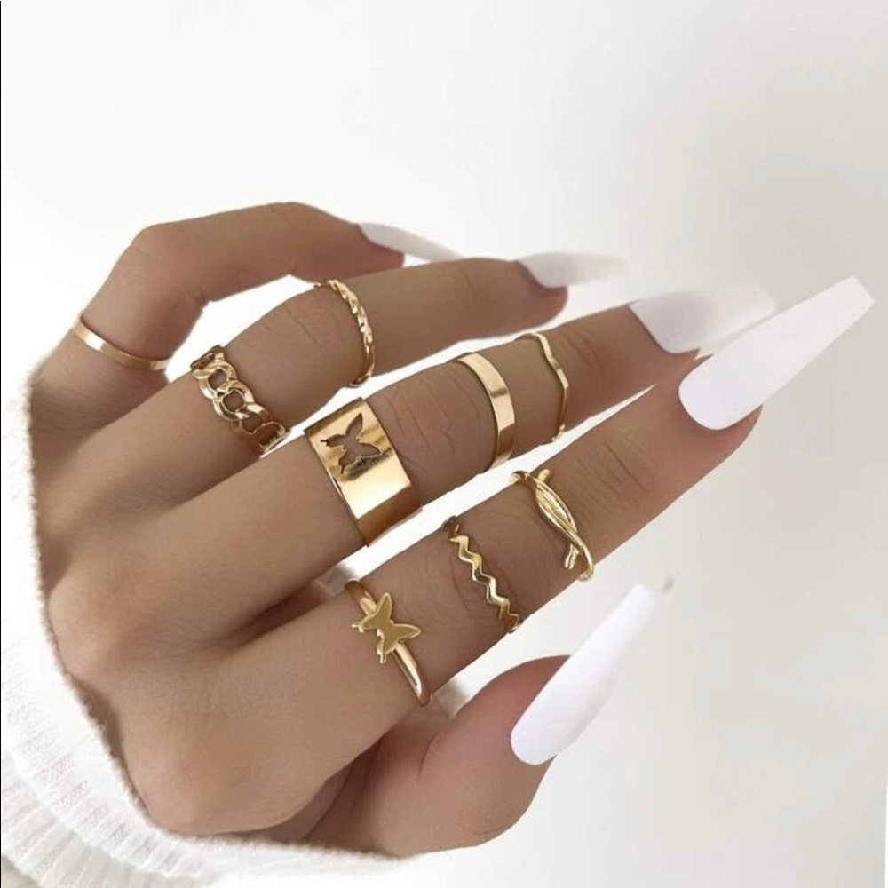 Whimsy Butterfly Band Gold Stackable Rings